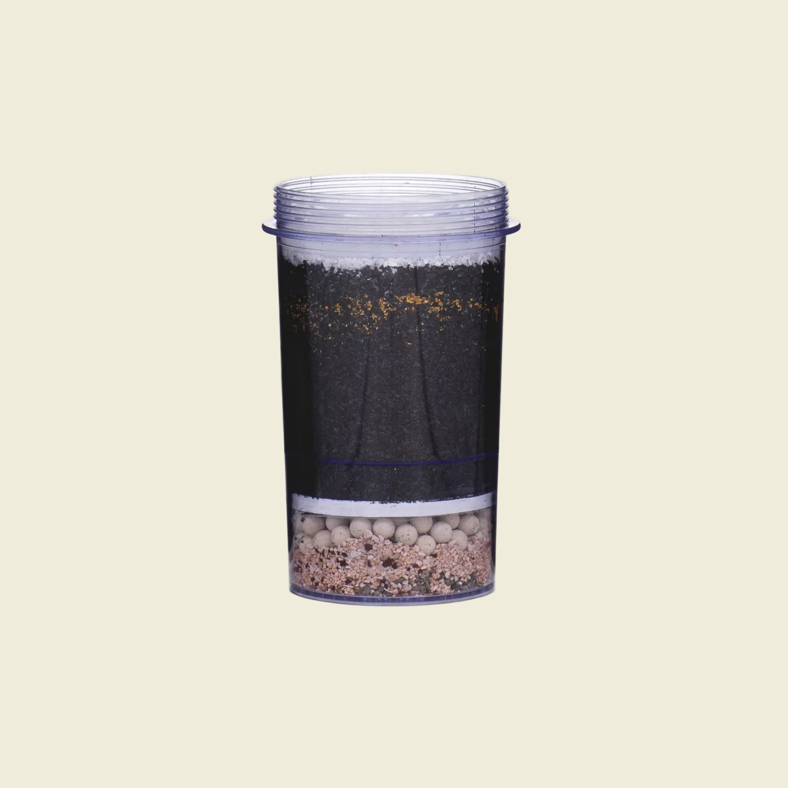The Santevia Gravity Water System 5-stage Filter will raise the pH level by 2.0, filter lead and chlorine, and add calcium & magnesium.#filter-type_5-stage-filter