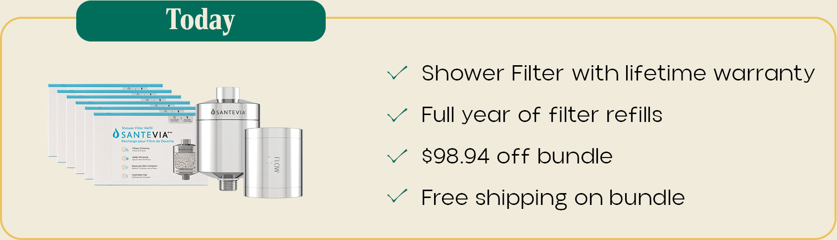 Shipped today: one Shower Filter and a year of filtration media.